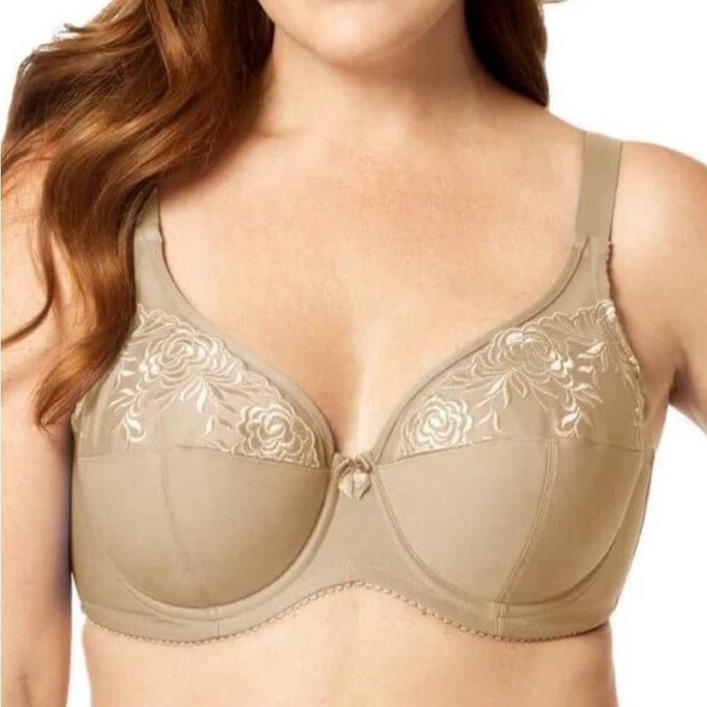 Elila Ella Embroidered Nude Bra 42G NWT